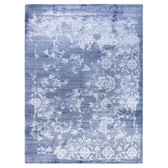 Contemporary Modern Hand Knotted Abstract Silk Gray Area Rug 9' 2" x 12' 2"