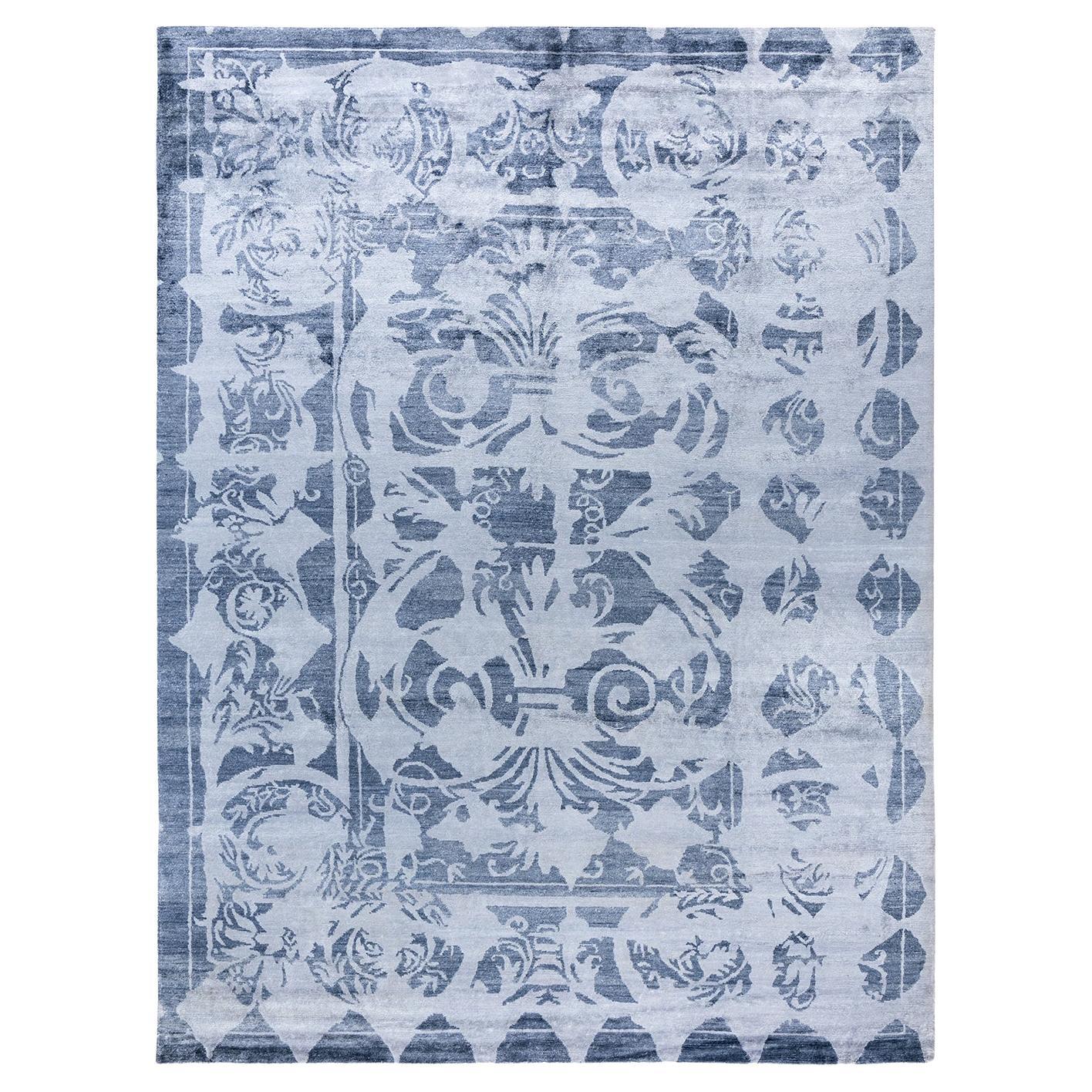 Tappeto moderno contemporaneo in seta astratta annodata a mano di colore grigio 9' 2" x 12' 2"