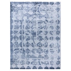Tappeto moderno contemporaneo in seta astratta annodata a mano di colore grigio 9' 2" x 12' 2"
