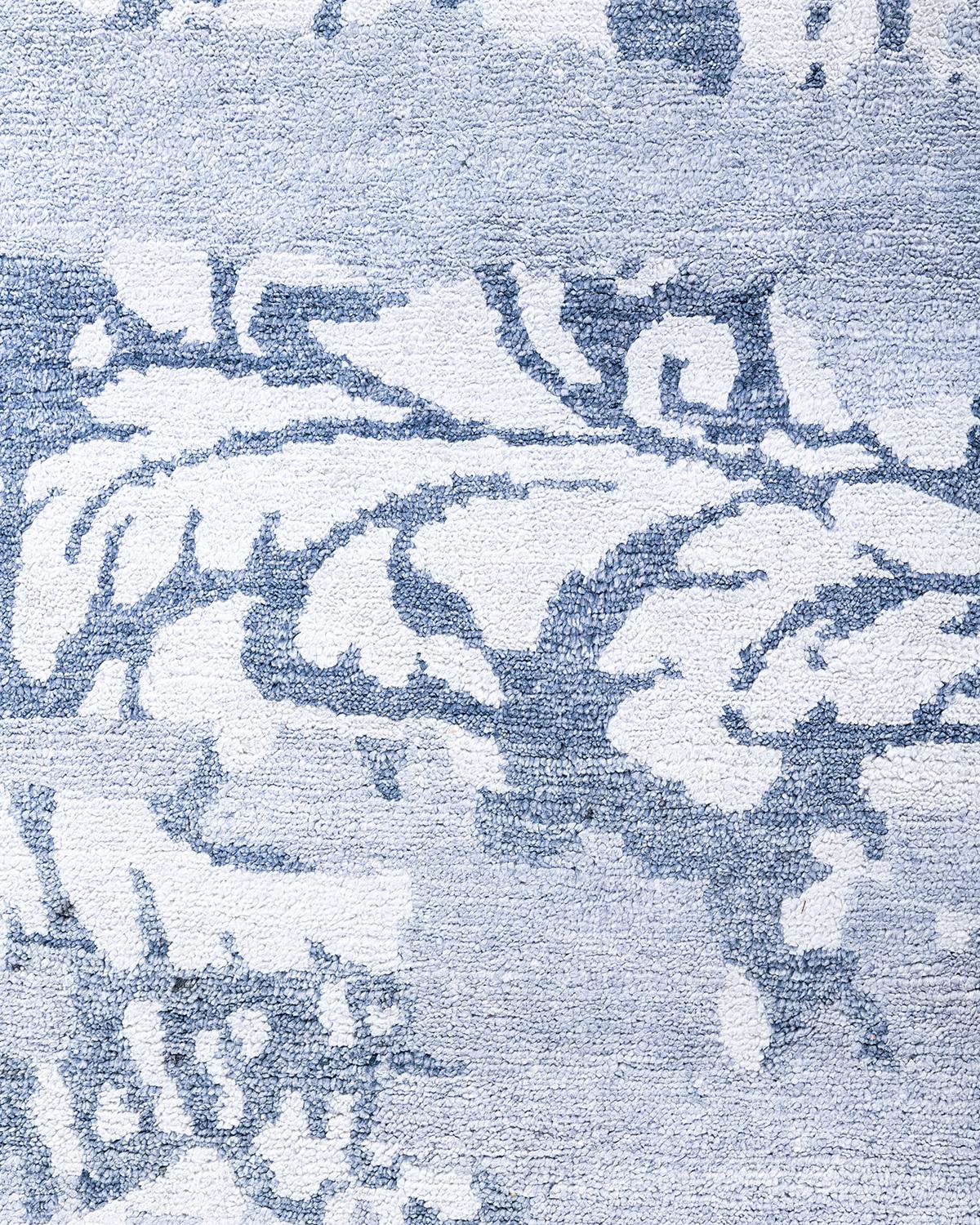 Contemporary Modern Hand Knotted Abstract Silk Gray Area Rug 9' 2