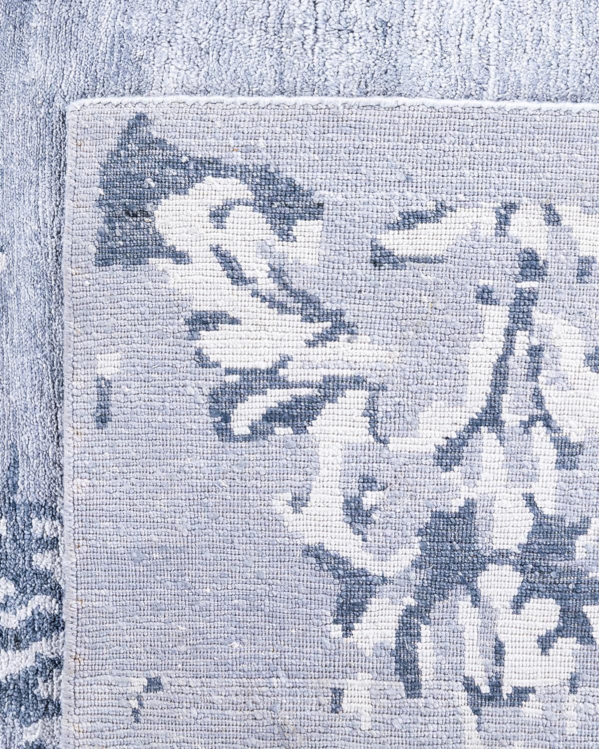 Contemporary Modern Hand Knotted Abstract Silk Gray Area Rug 9' 2