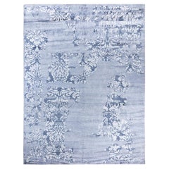 Contemporary Modern Hand Knotted Abstract Silk Gray Area Rug 9' 2" x 12' 3"