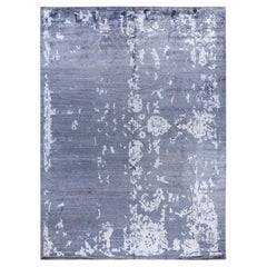 Contemporary Modern Hand Knotted Abstract Silk Gray Area Rug 9' 2" x 12' 3"