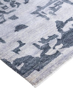Contemporary Modern Hand Knotted Abstract Silk Gray Area Rug 9' 2" x 12' 4"