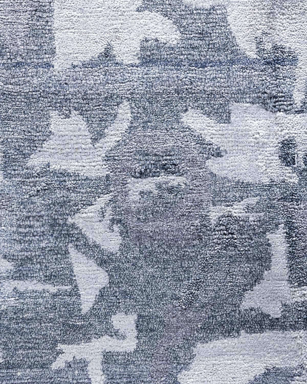 Alfombra moderna contemporánea anudada a mano de seda abstracta gris 9' 2