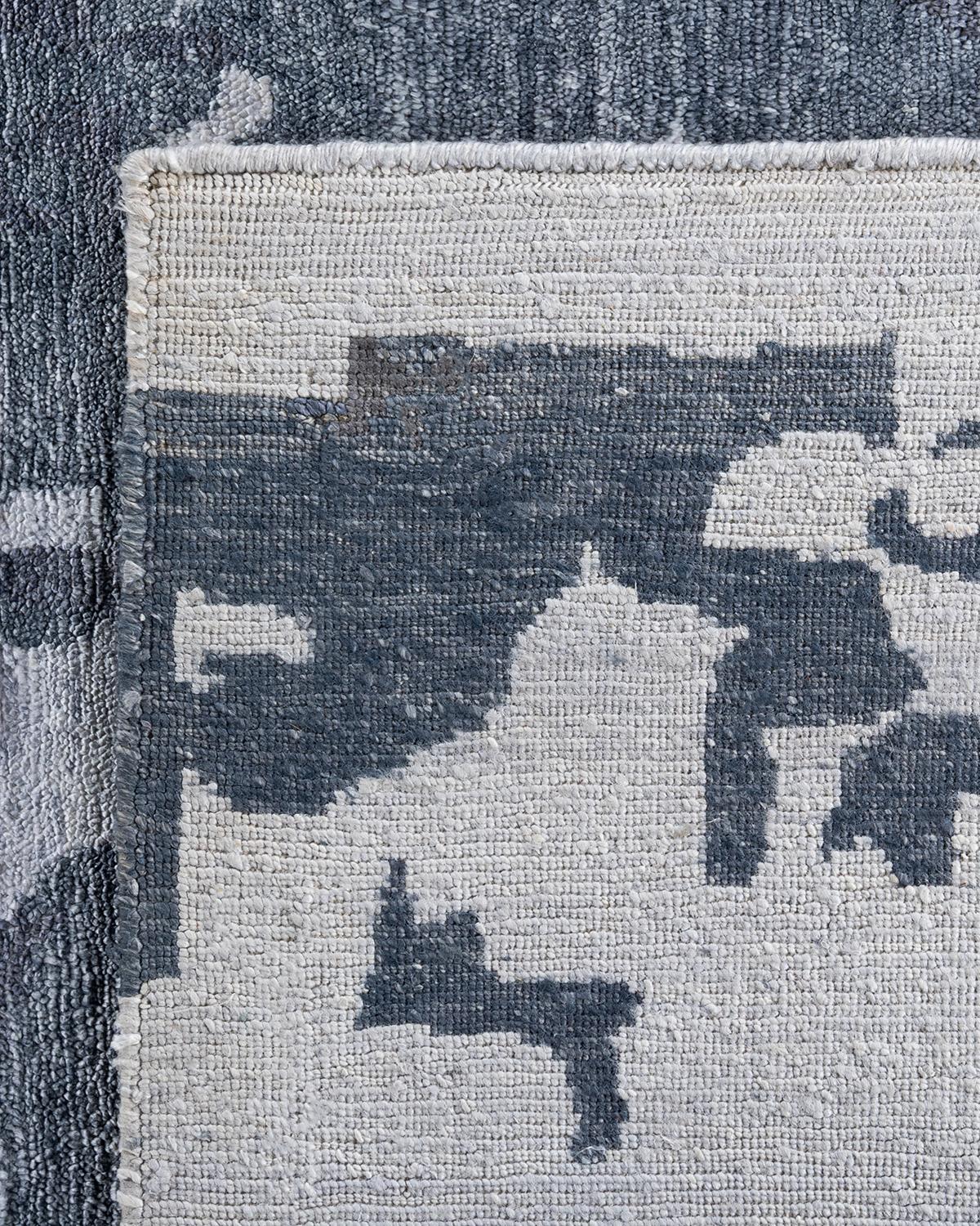 Alfombra moderna contemporánea anudada a mano de seda abstracta gris 9' 2