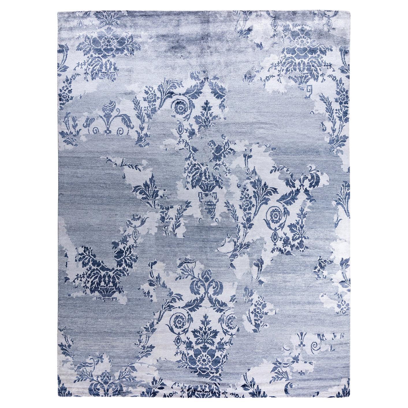Tappeto moderno e contemporaneo in seta astratta annodata a mano di colore grigio 9' 2" x 12' 4"