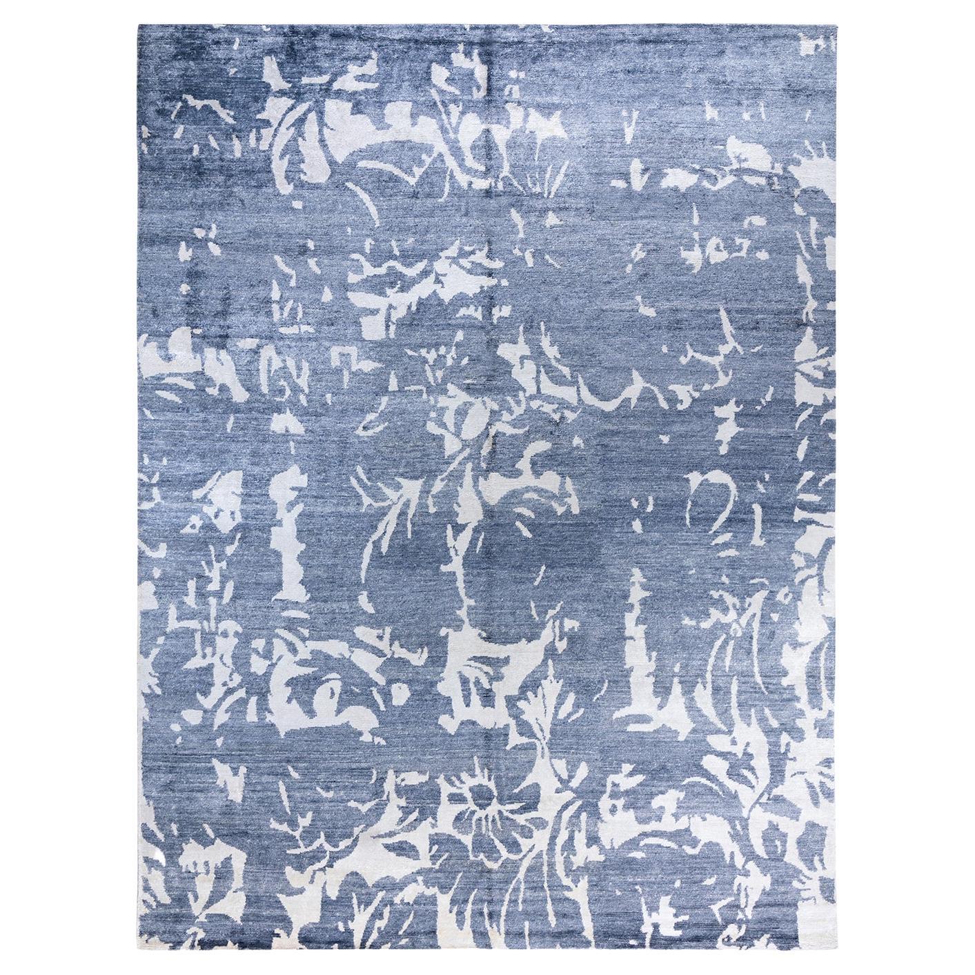 Contemporary Modern Hand Knotted Abstract Silk Gray Area Rug 9' 3" x 12' 0"