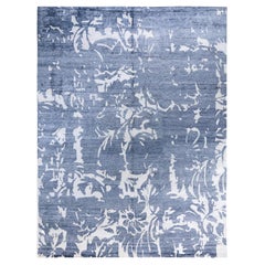 Contemporary Modern Hand Knotted Abstract Silk Gray Area Rug 9' 3" x 12' 0"