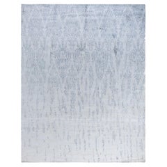 Tappeto moderno contemporaneo in seta astratta annodata a mano di colore avorio 7' 10" x 9' 9"