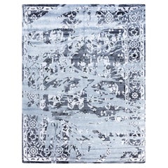 Contemporary Modern Hand Knotted Abstract Silk Ivory Area Rug 8' 0" x 10' 3"