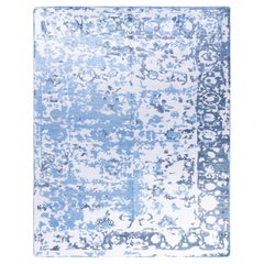 Contemporary Modern Hand Knotted Abstract Silk Ivory Area Rug 8' 1" x 10' 1"