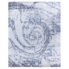 Contemporary Modern Hand Knotted Abstract Silk Ivory Area Rug 8' 3" x 10' 0"