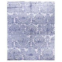 Contemporary Modern Hand Knotted Abstract Silk Ivory Area Rug 8' 3" x 10' 2"