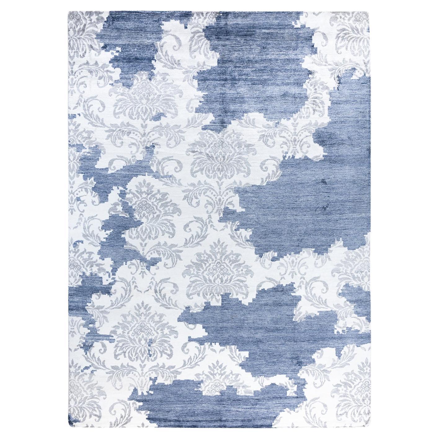 Contemporary Modern Hand Knotted Abstract Silk Ivory Area Rug 9' 0" x 12' 0"