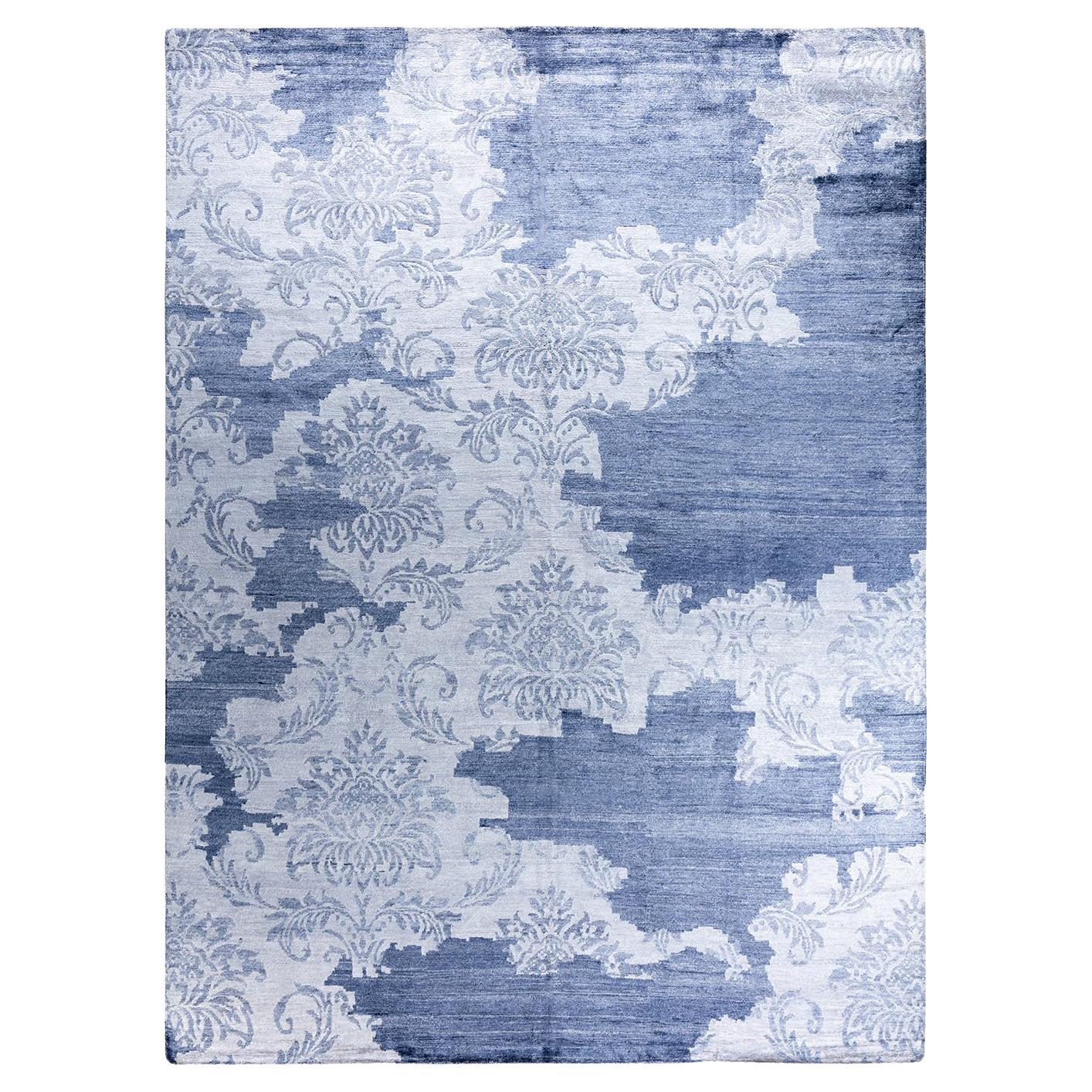 Tappeto moderno e contemporaneo in seta astratta annodata a mano di colore avorio 9' 0" x 12' 1".