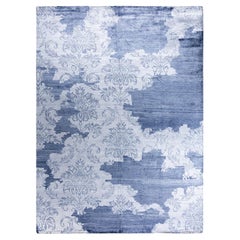 Contemporary Modern Hand Knotted Abstract Silk Ivory Area Rug 9' 0" x 12' 1"