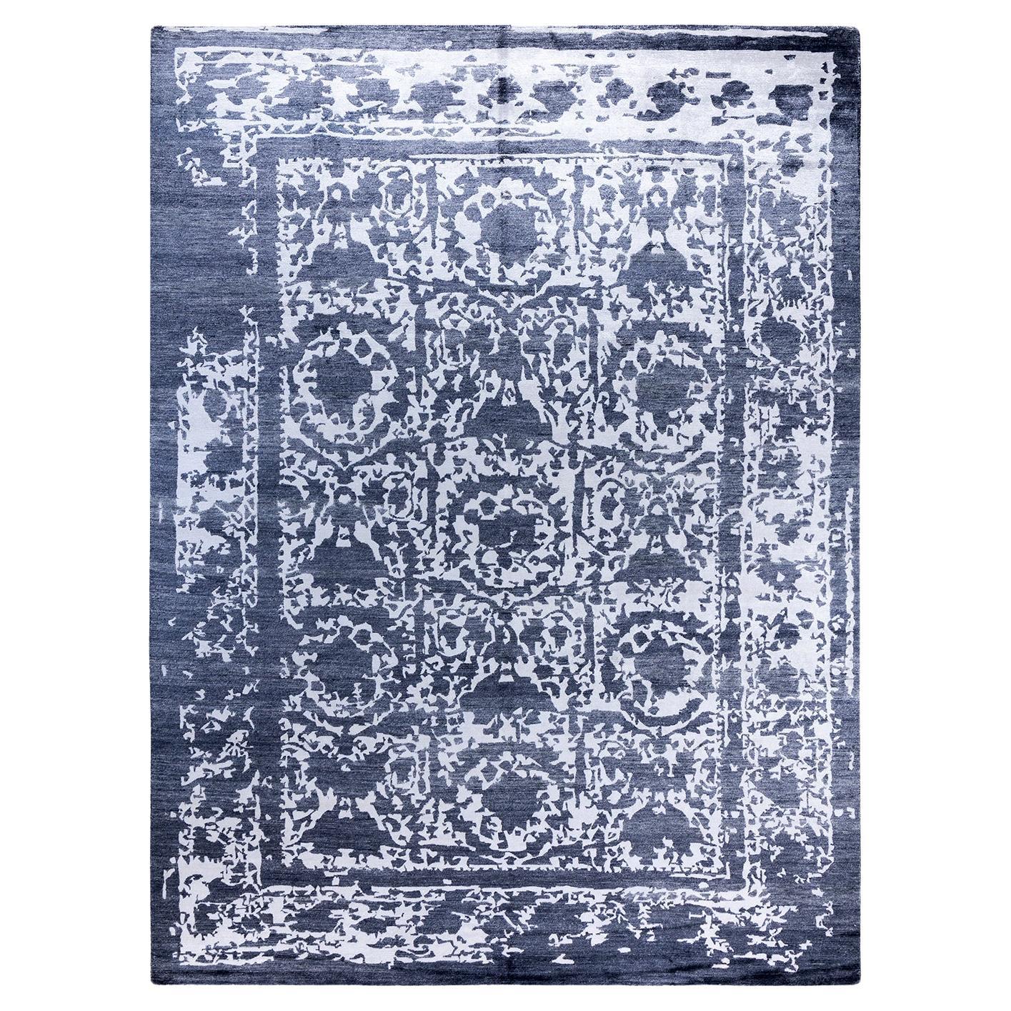 Tappeto moderno e contemporaneo in seta astratta annodata a mano di colore avorio 9' 1" x 12' 0".
