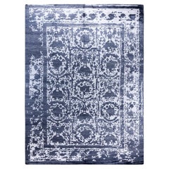 Alfombra moderna contemporánea anudada a mano de seda abstracta marfil 9' 1" x 12' 0