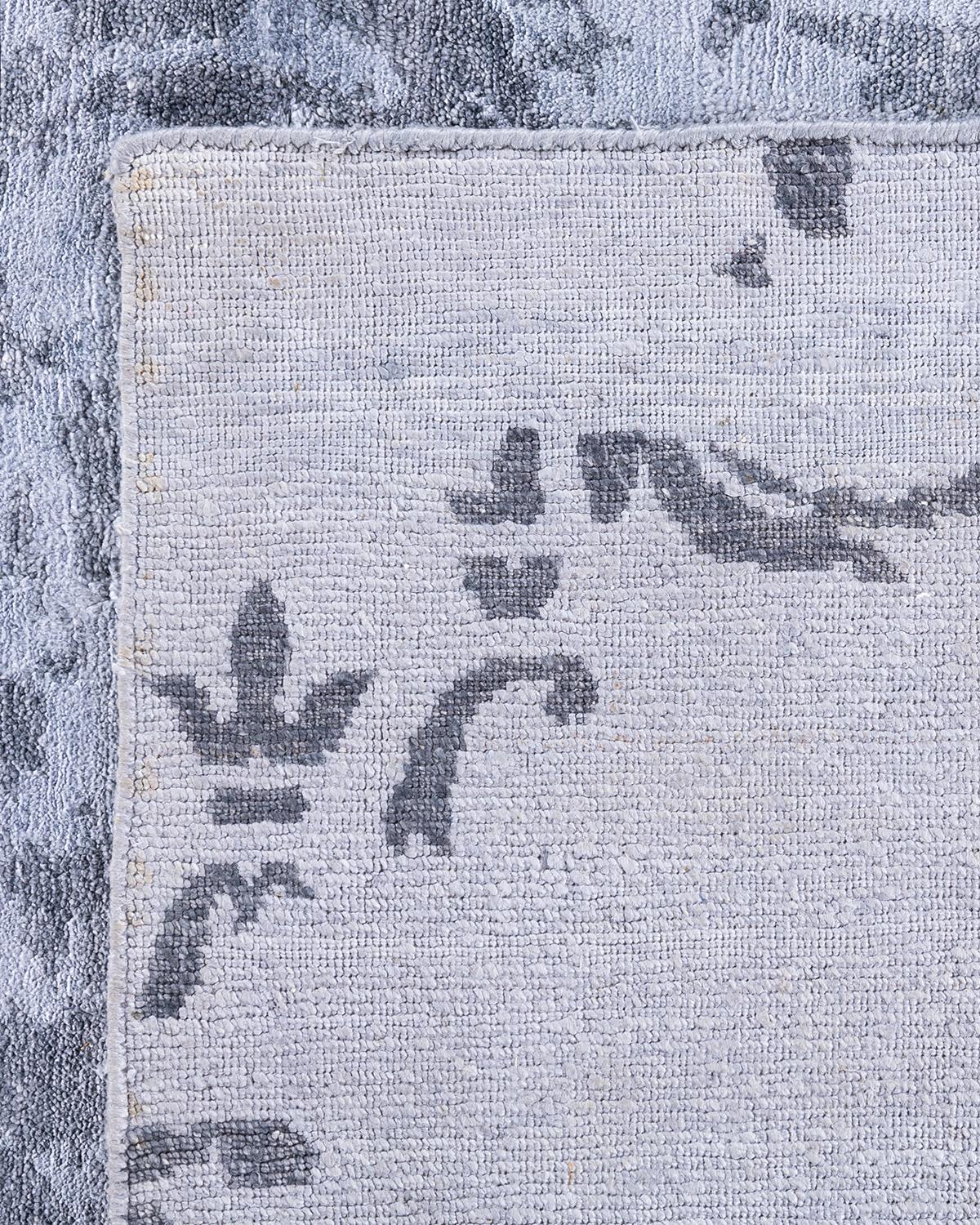 Tappeto moderno e contemporaneo in seta astratta annodata a mano di colore avorio 9' 1
