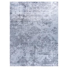Contemporary Modern Hand Knotted Abstract Silk Ivory Area Rug 9' 1" x 12' 1"