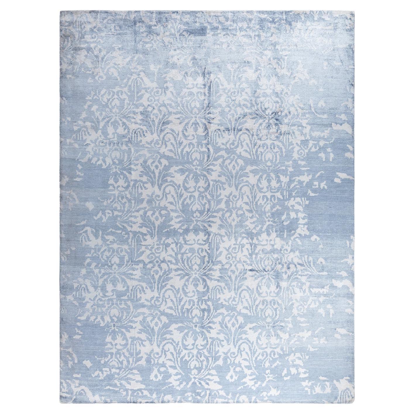 Contemporary Modern Hand Knotted Abstract Silk Ivory Area Rug 9' 1" x 12' 2"