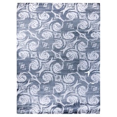 Tappeto moderno contemporaneo in seta astratta annodata a mano di colore avorio 9' 1" x 12' 3"
