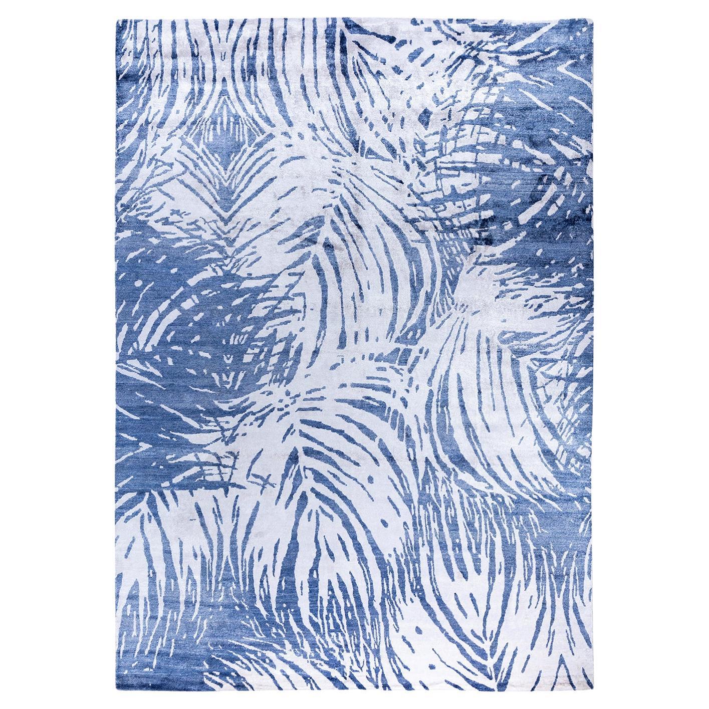 Contemporary Modern Hand Knotted Abstract Silk Ivory Area Rug 9' 1" x 12' 3" (tapis contemporain moderne en soie abstraite nouée à la main)