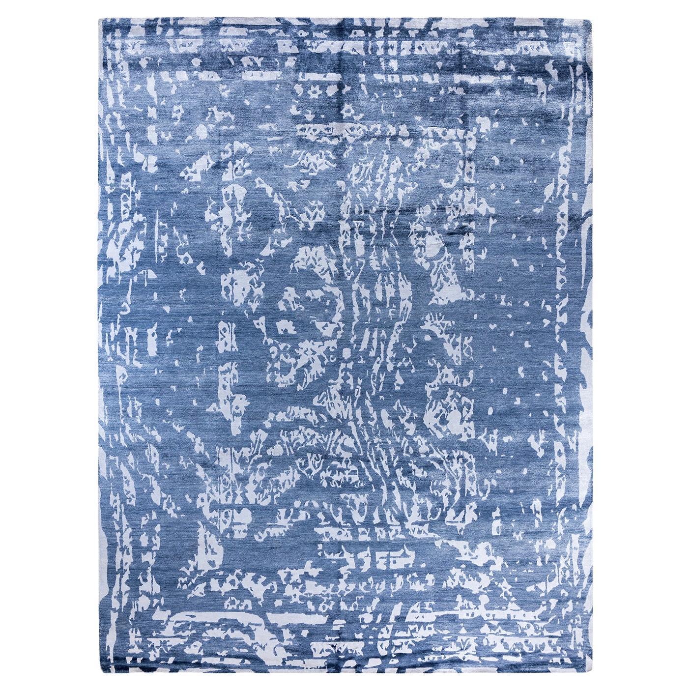 Tappeto moderno e contemporaneo in seta astratta annodata a mano di colore avorio 9' 2" x 12' 0".