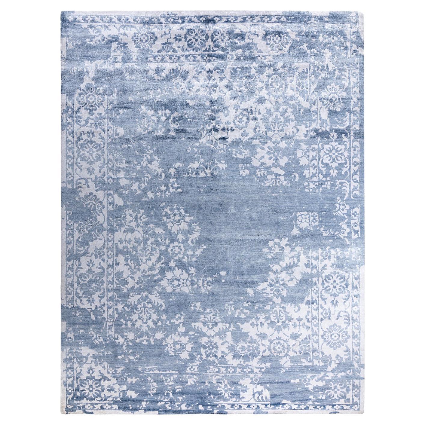 Tappeto moderno e contemporaneo in seta astratta annodata a mano di colore avorio 9' 2" x 12' 1".