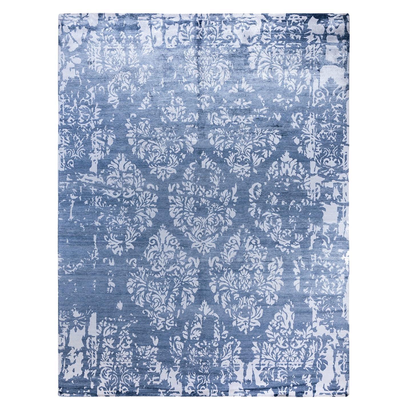Contemporary Modern Hand Knotted Abstract Silk Ivory Area Rug 9' 2" x 12' 1"