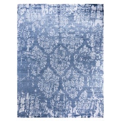 Contemporary Modern Hand Knotted Abstract Silk Ivory Area Rug 9' 2" x 12' 1"