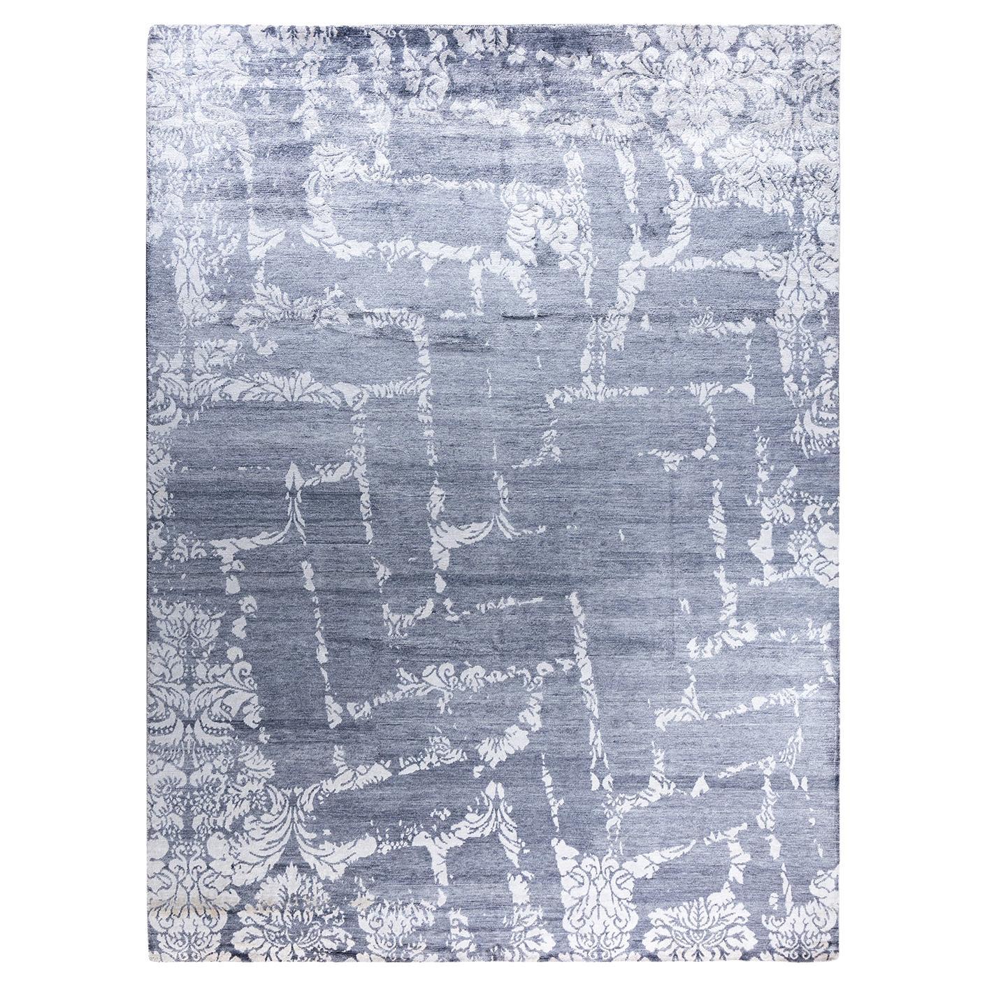 Tappeto moderno e contemporaneo in seta astratta annodata a mano di colore avorio 9' 2" x 12' 1".