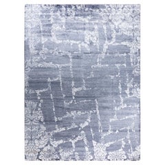 Tappeto moderno e contemporaneo in seta astratta annodata a mano di colore avorio 9' 2" x 12' 1".