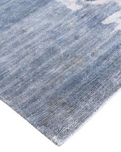 Contemporary Modern Hand Knotted Abstract Silk Ivory Area Rug 9' 2" x 12' 2"