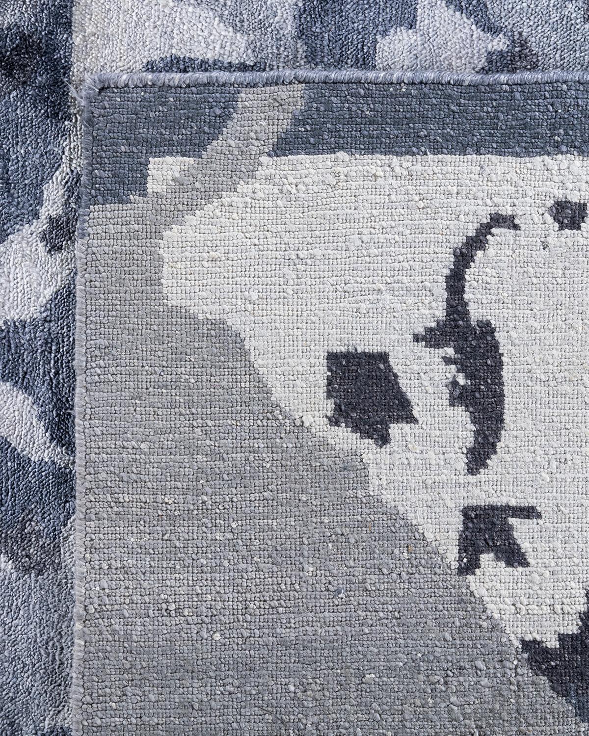 Tappeto moderno contemporaneo in seta astratta annodata a mano di colore avorio 9' 2