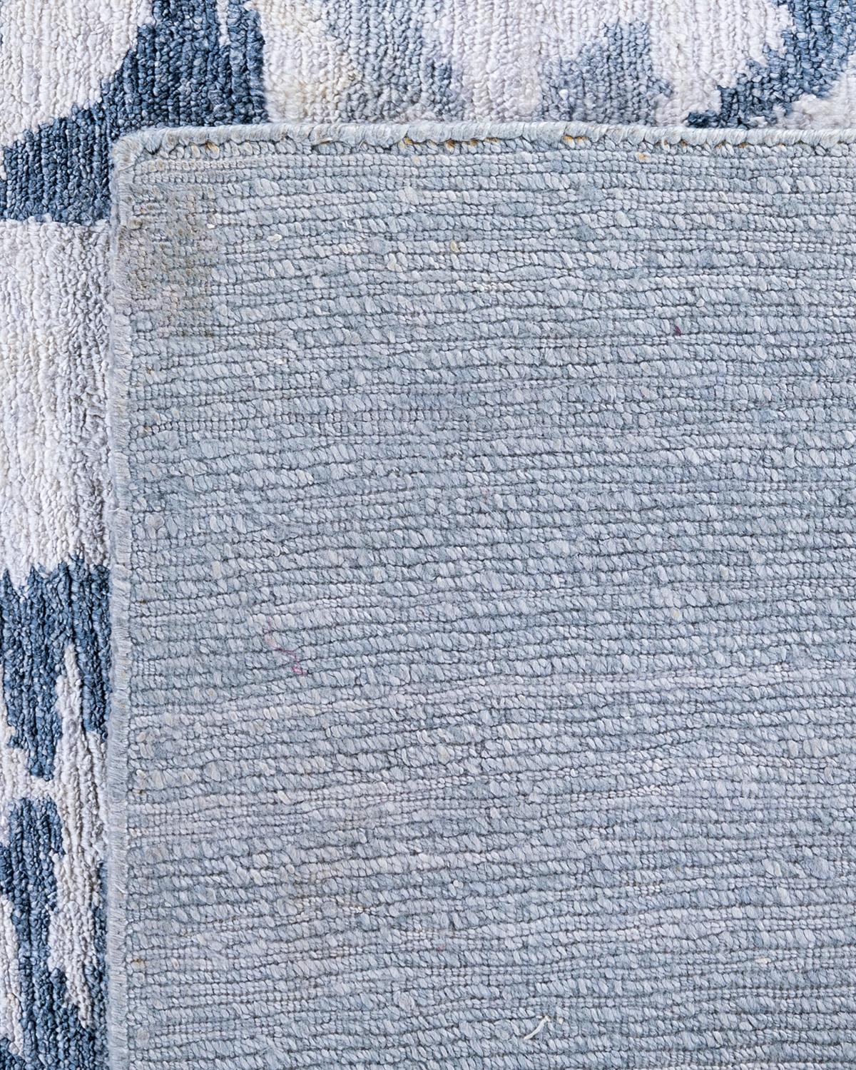 Tappeto moderno contemporaneo in seta astratta annodata a mano di colore avorio 9' 2