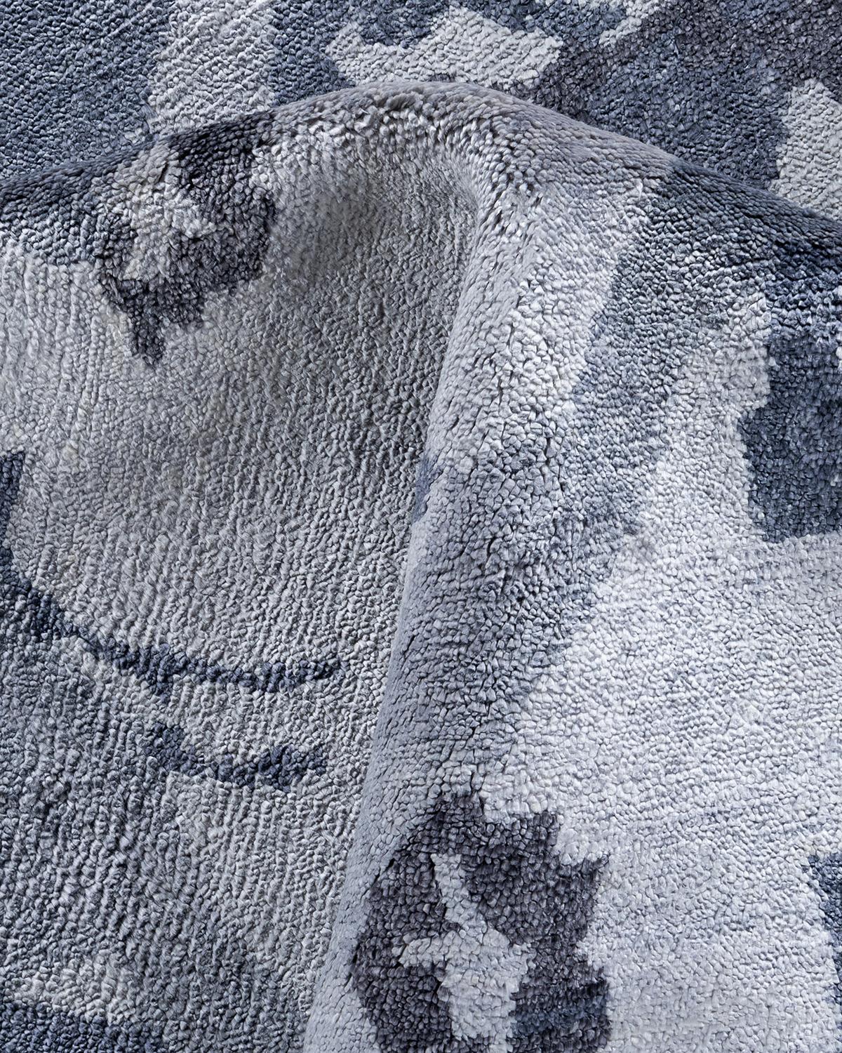 Seta Tappeto moderno contemporaneo in seta astratta annodata a mano di colore avorio 9' 2
