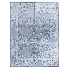 Contemporary Modern Hand Knotted Abstract Silk Ivory Area Rug 9' 2" x 12' 2"
