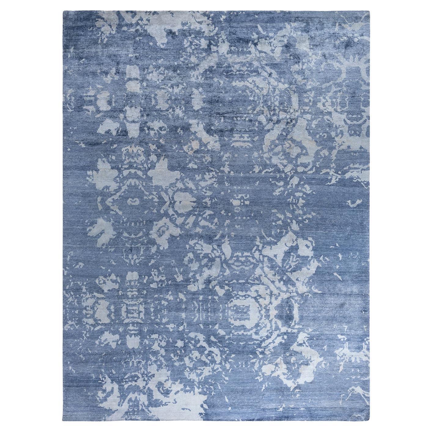 Contemporary Modern Hand Knotted Abstract Silk Ivory Area Rug 9' 2" x 12' 2"