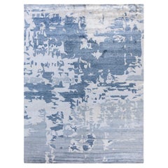 Tappeto moderno contemporaneo in seta astratta annodata a mano di colore avorio 9' 2" x 12' 2"
