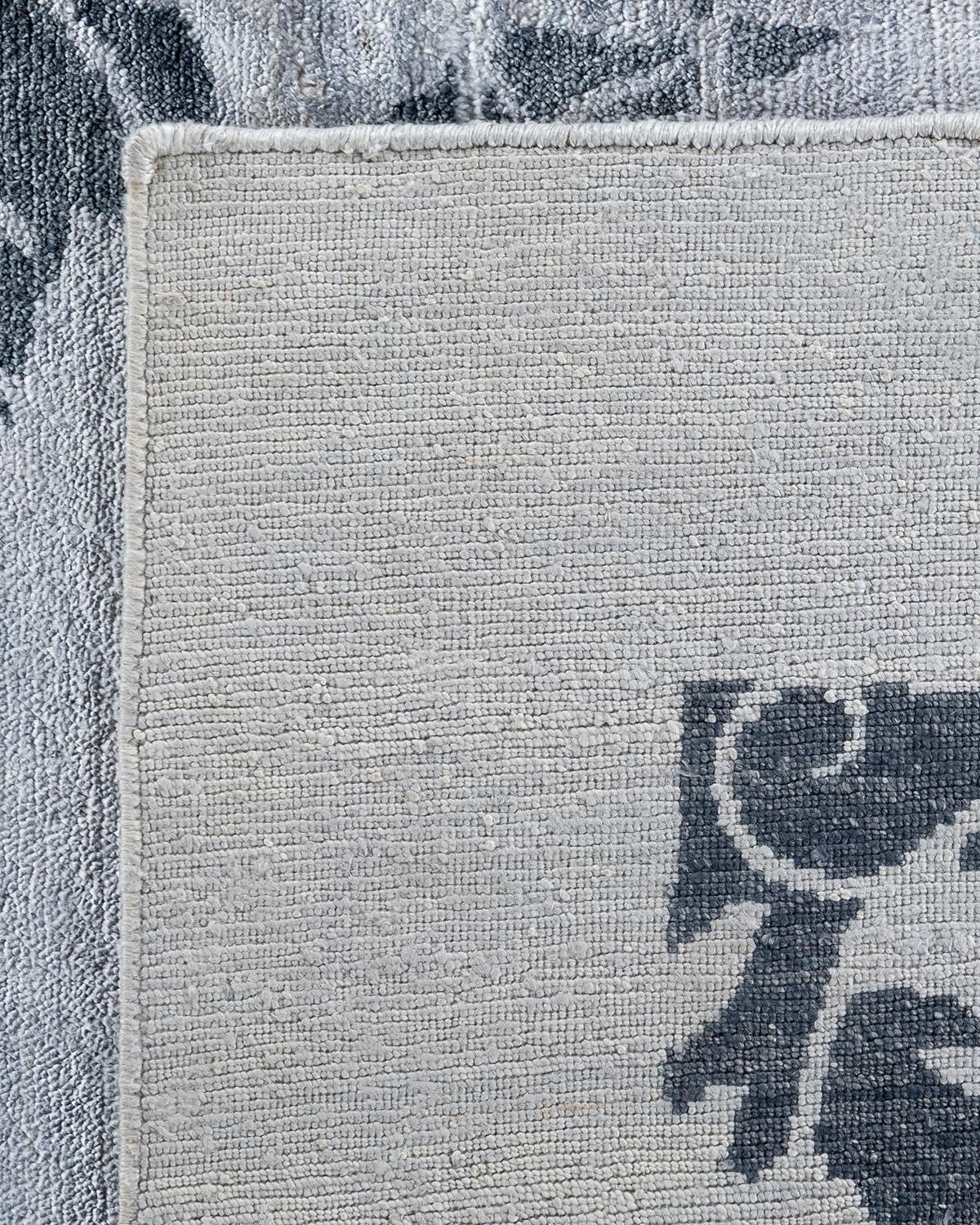 Tappeto moderno e contemporaneo in seta astratta annodata a mano di colore avorio 9' 3