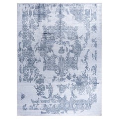 Contemporary Modern Hand Knotted Abstract Silk Ivory Area Rug 9' 3" x 12' 2"