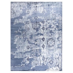 Contemporary Modern Hand Knotted Abstract Silk Ivory Area Rug 9' 3" x 12' 3"