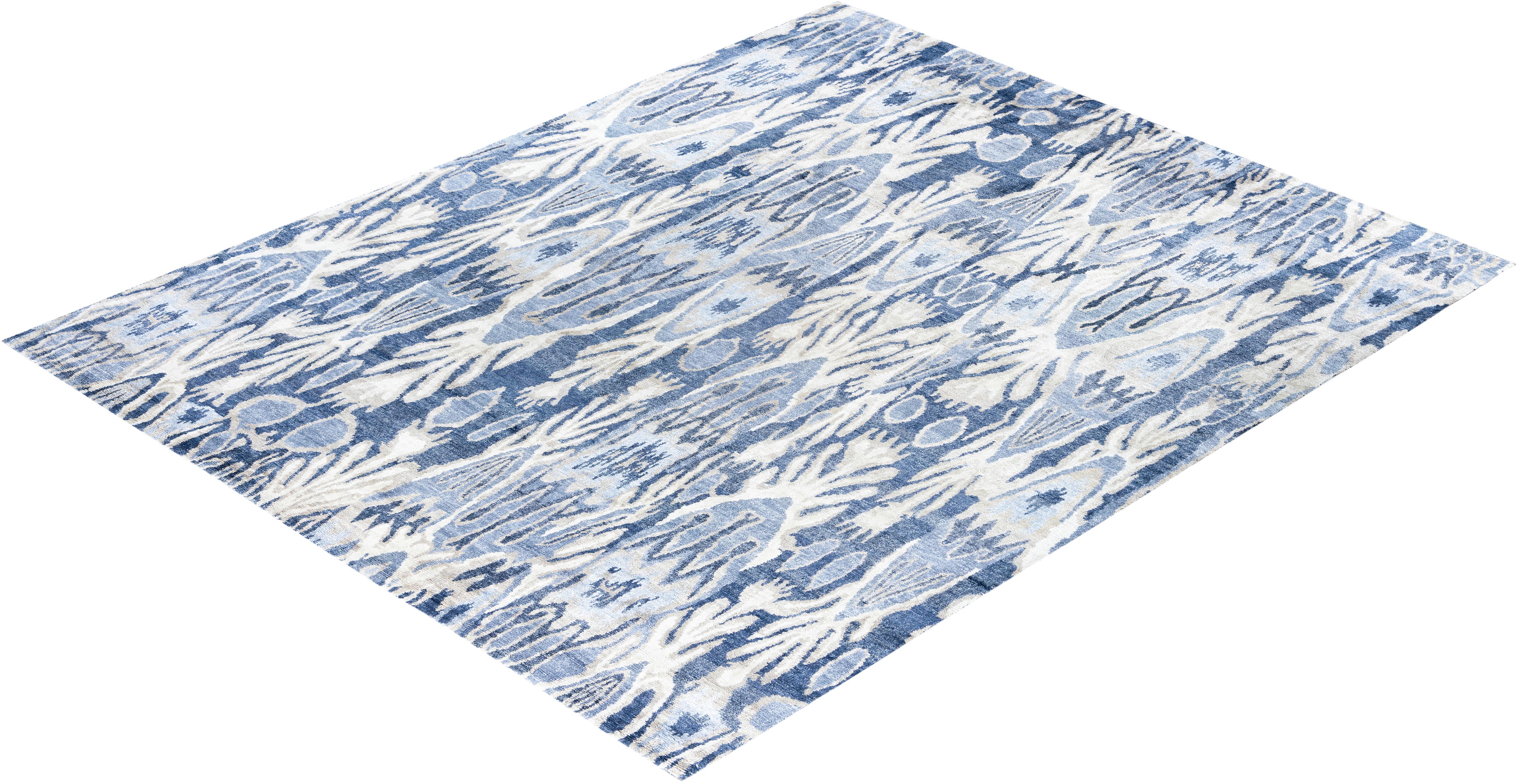 Contemporary Modern Hand Knotted Abstract Silk Purple Area Rug 8' 1
