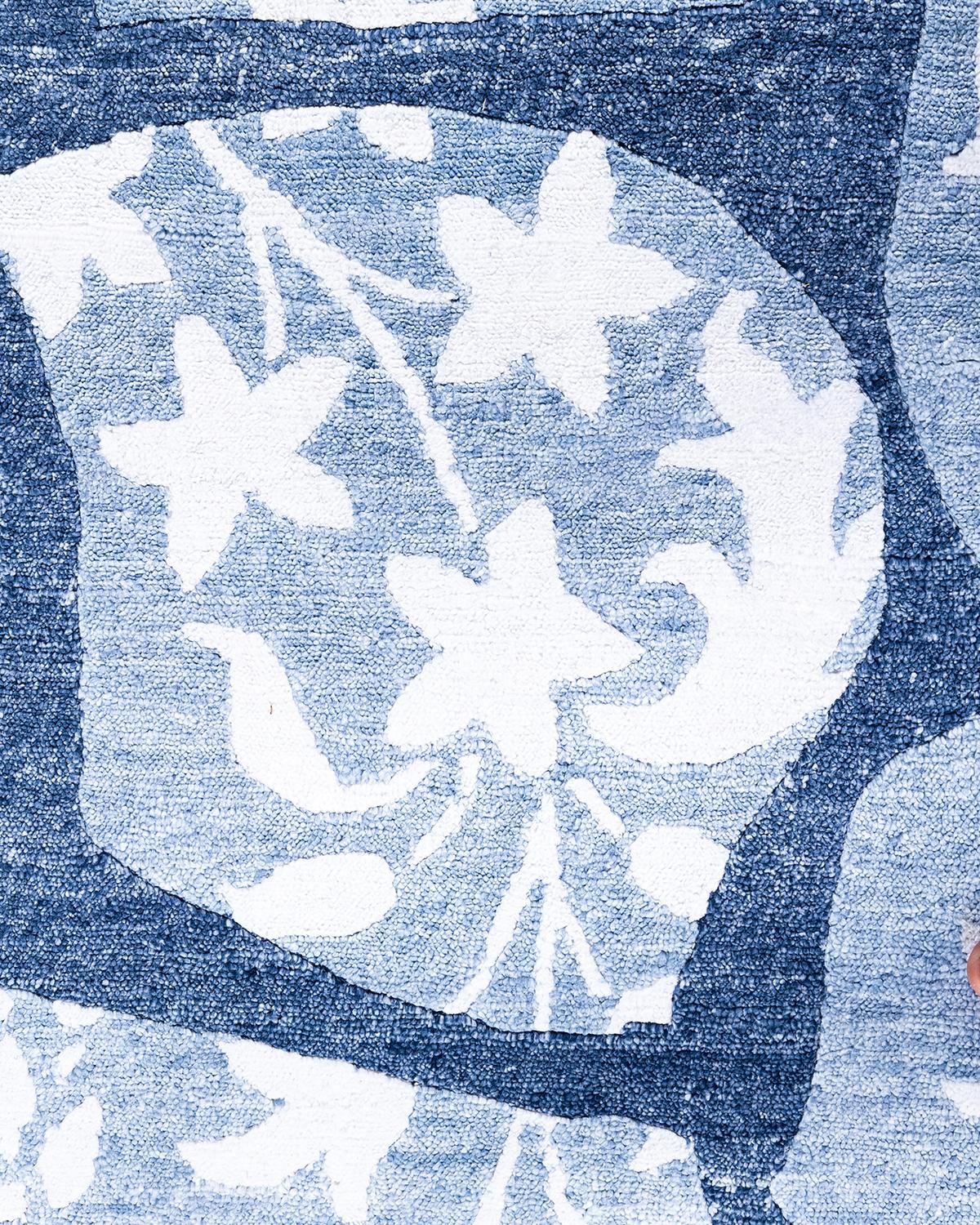 Indiano Tappeto per l'area viola in seta astratta moderna e contemporanea annodato a mano 9' 1