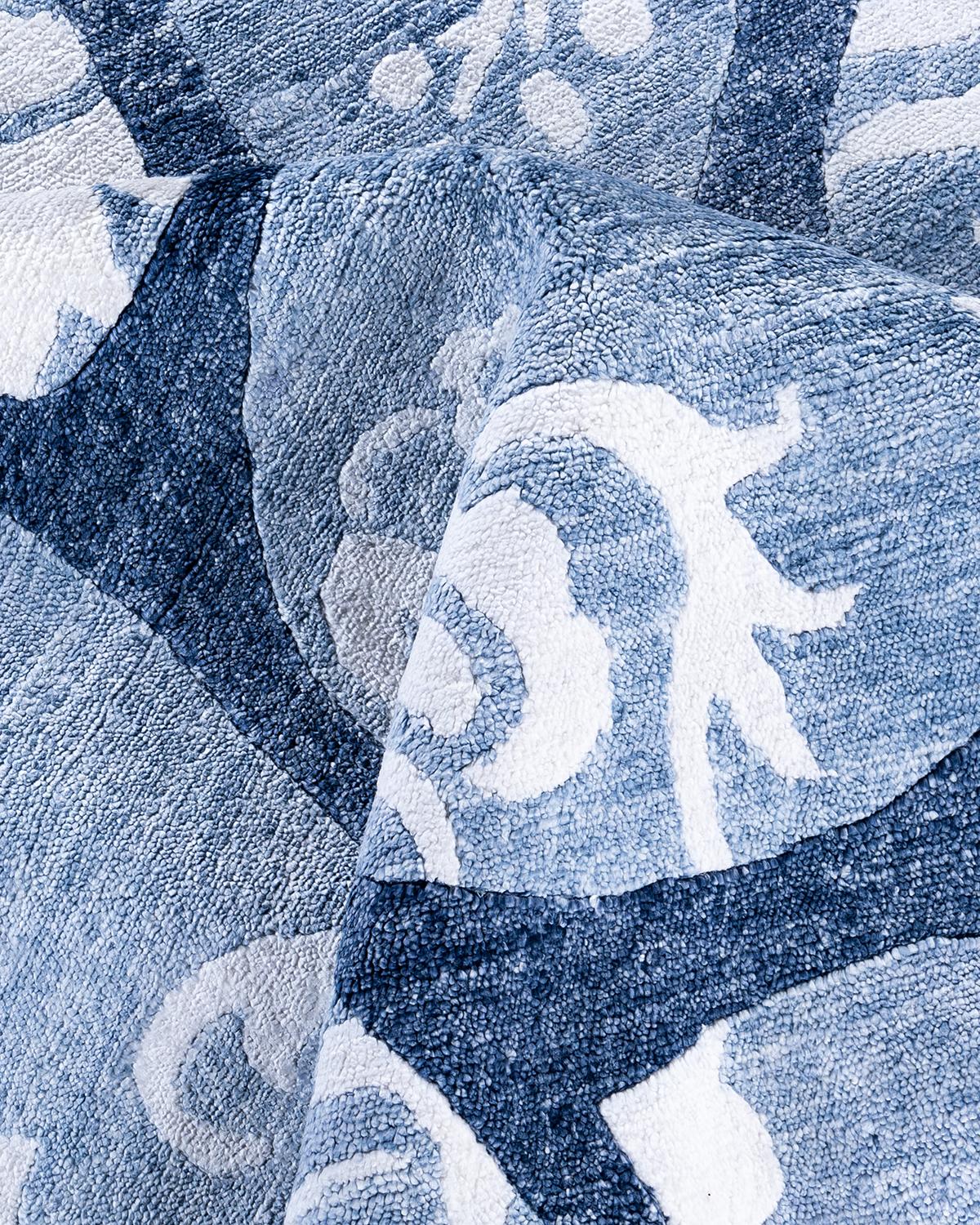 Seta Tappeto per l'area viola in seta astratta moderna e contemporanea annodato a mano 9' 1