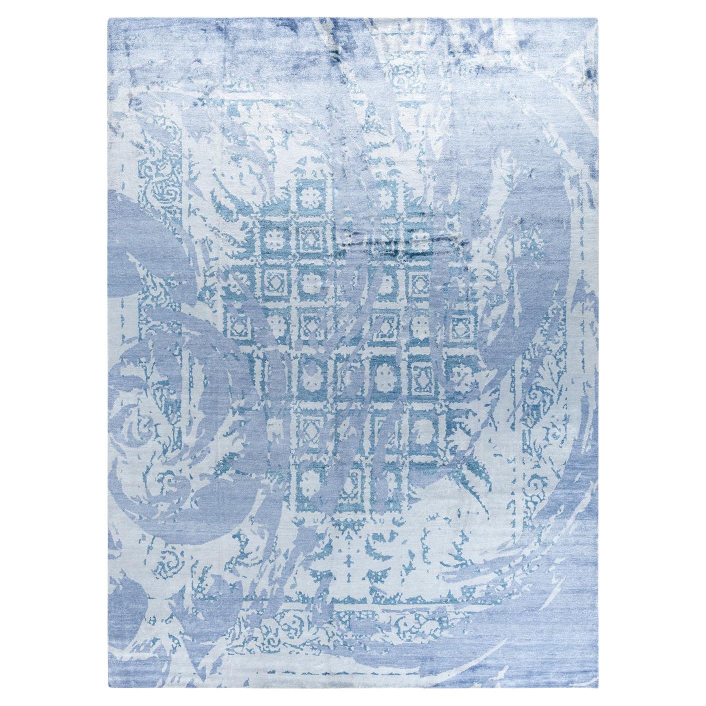 Contemporary Modern Hand Knotted Abstract Silk Purple Area Rug 9' 1" x 12' 3"