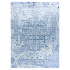 Contemporary Modern Hand Knotted Abstract Silk Purple Area Rug 9' 1" x 12' 3"