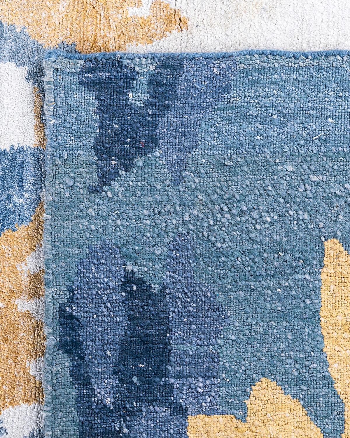 Contemporary Modern Hand Knotted Abstract Silk Purple Area Rug 9' 2